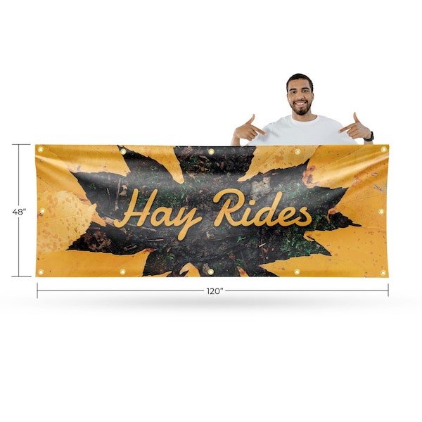 Signmission Hay Rides, 48 Inch x 120 Inch, Vinyl Banner - B-120-30694