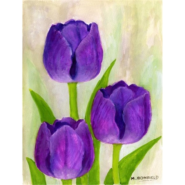 Carolines Treasures Purple Tulips by Maureen Bonfield Flag Garden Size - BMBO1033GF