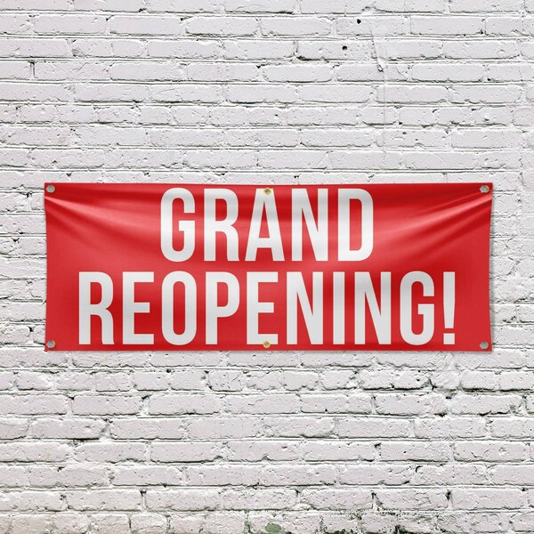 Signmission Grand Reopening, 24 Inch x 72 Inch, Vinyl Banner - B-72-30678