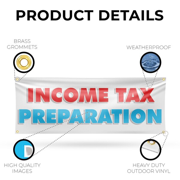 Signmission Income Tax Preparation, 18 Inch x 48 Inch, Vinyl Banner - B-30706