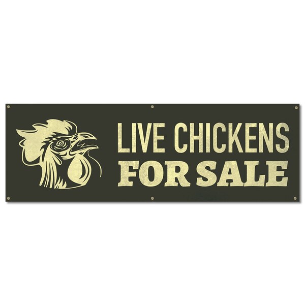 Signmission Live Chickens, 24 Inch, Banner - B-72-30400
