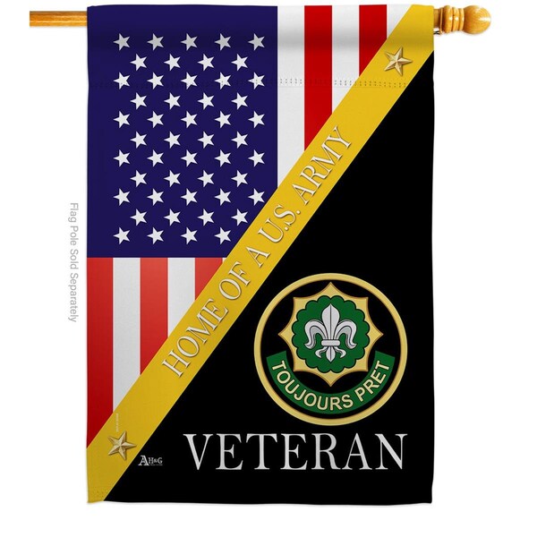 Guarderia 28 x 40 in. Home of 2nd Cavalry Regiment House Flag w/Armed Forces Army Dbl-Sided Vertical  Banner - GU4178172