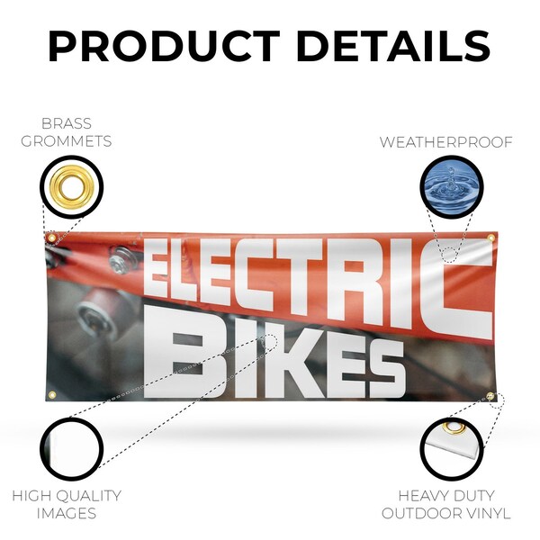 Signmission Electric Bikes, 18 Inch x 48 Inch, Vinyl Banner - B-30555