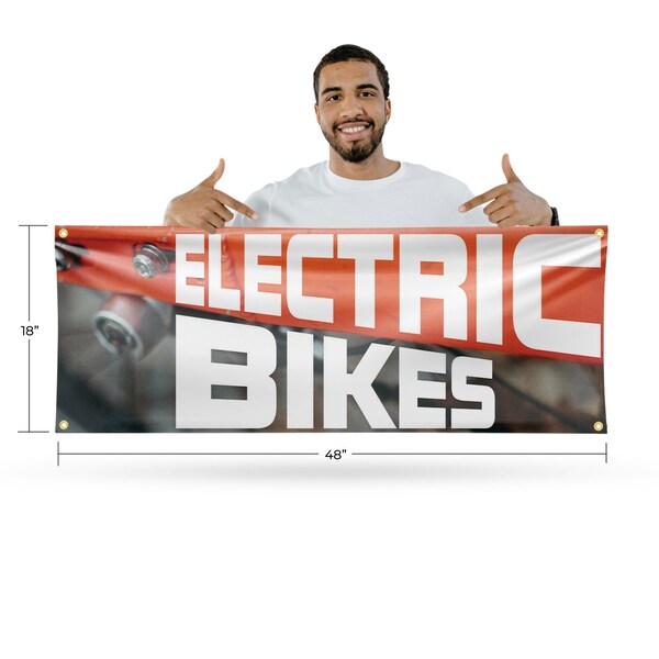 Signmission Electric Bikes, 18 Inch x 48 Inch, Vinyl Banner - B-30555