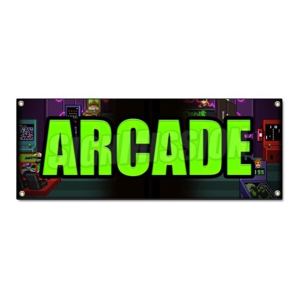 Signmission ARCADE BANNER SIGN video pinball skeeball bowling games shooting play - B-ARCADE