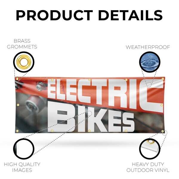 Signmission Electric Bikes, 48 Inch x 120 Inch, Vinyl Banner - B-120-30555