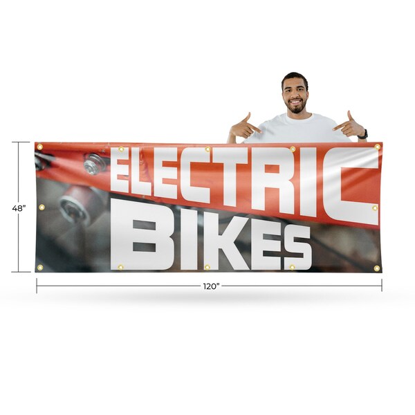 Signmission Electric Bikes, 48 Inch x 120 Inch, Vinyl Banner - B-120-30555