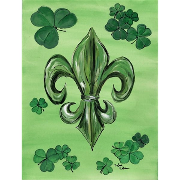 Patioplus 28 x 40 in. St Patricks Day Fleur de lis House Size Canvas Flag - PA728824