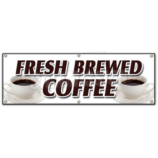 Signmission FRESH BREWED COFFEE BANNER SIGN iced brew drinks espresso cappuccino - B-72 FRESH BREWED COFFEE