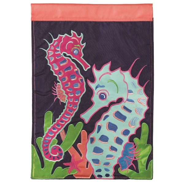 Dicksons 13 x 18 in Flag Double Applique Seahorse Polyester Garden - M011123