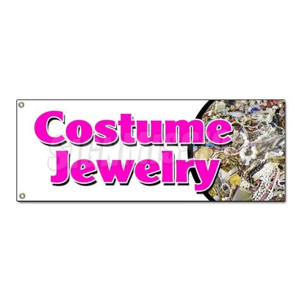 Signmission COSTUME JEWELRY BANNER SIGN bracelet earrings necklace watches silver - B-COSTUME JEWELRY