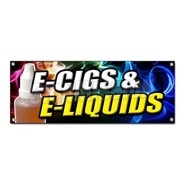 Signmission E-CIGS & E-LIQUIDS BANNER SIGN smoking head shop cigarette vape vaporize - B-ECIG & ELIQUID