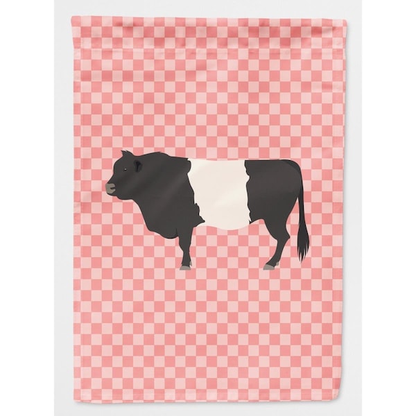 Carolines Treasures Belted Galloway Cow Pink Check Canvas House Flag - BB7831CHF