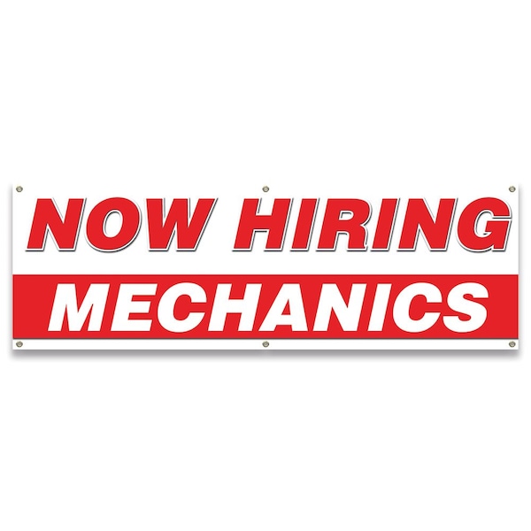 Signmission Now Hiring Mechanics Banner Apply Inside Accepting Application Single Sided - B-72-30277