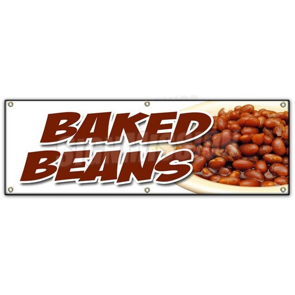 Signmission BAKED BEANS BANNER SIGN slo slow cooked hot dogs brown sugar bacon - B-72 BAKED BEANS