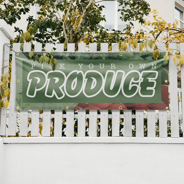 Signmission Pick Your Own Produce, 36 Inch x 96 Inch, Vinyl Banner - B-96-30796