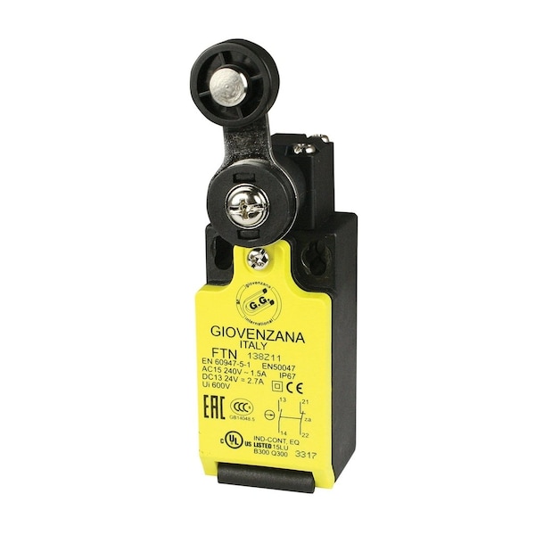 Conmutador de límite de palanca de rodillo de interconexión de sistemas de automatización, acción rápida, 1 NC 1 NO, entrada de cable M16 - Ajuste de ensamblaje FTN138-Z11