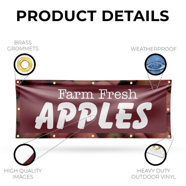 Signmission Farm Fresh Apples, 48 Inch x 120 Inch, Vinyl Banner - B-120-30572
