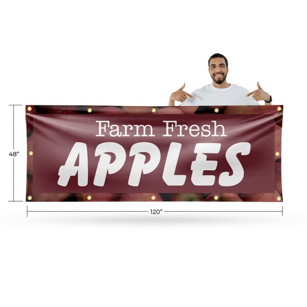 Signmission Farm Fresh Apples, 48 Inch x 120 Inch, Vinyl Banner - B-120-30572