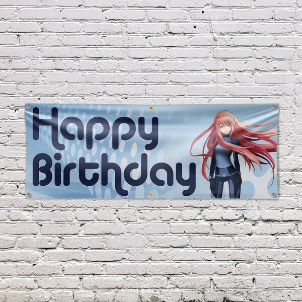 Signmission Happy Birthday Anime, 24 Inch x 72 Inch, Vinyl Banner - B-72-30691