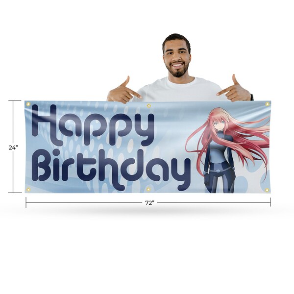 Signmission Happy Birthday Anime, 24 Inch x 72 Inch, Vinyl Banner - B-72-30691