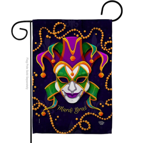 Cuadrilatero Joker Mardi Gras Springtime Double-Sided Decorative Garden Flag, Multi Color - CU3912037