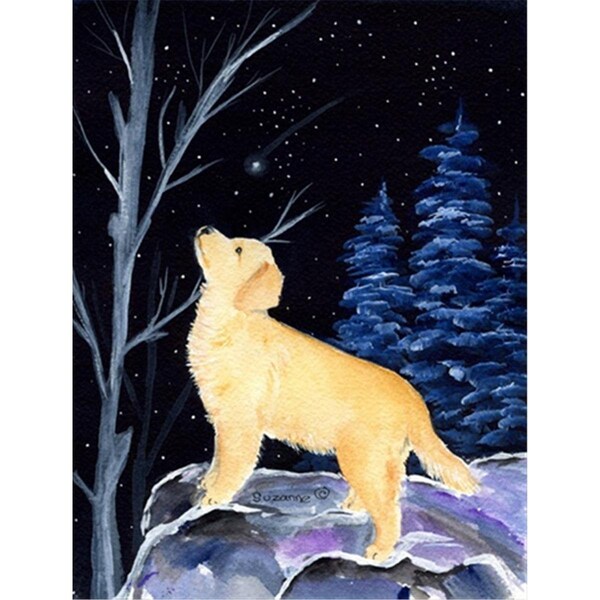 Patioplus Starry Night Golden Retriever Canvas Flag - House Size, 28 x 40 in. - PA2554463