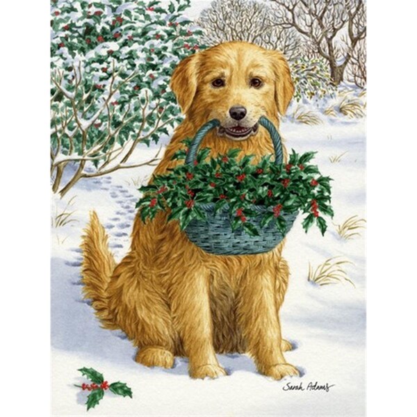 Patioplus Yellow Labrador & Holly Flag Garden Size - PA733051