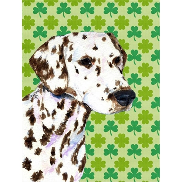 Patioplus 11 x 15 In. Dalmatian St. Patricks Day Shamrock Portrait Flag; Garden Size - PA246643