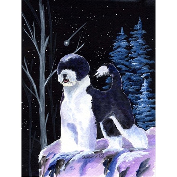 Patioplus Starry Night Portuguese Water Dog Canvas Flag - House Size, 28 x 40 in. - PA247070