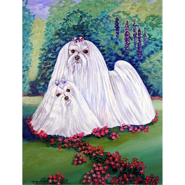 Patioplus Maltese and puppy Garden Beauties Flag - Garden Size; 11 x 15 in. - PA246514