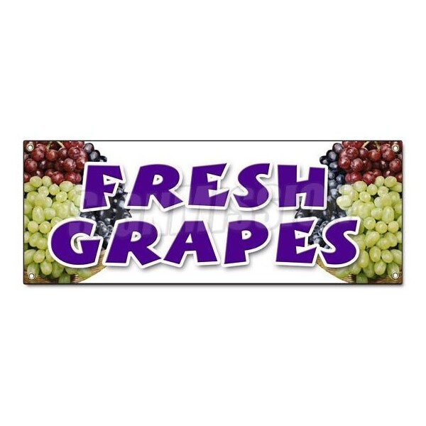 Signmission FRESH GRAPES BANNER SIGN organic picked white purple red green local - B-FRESH GRAPES