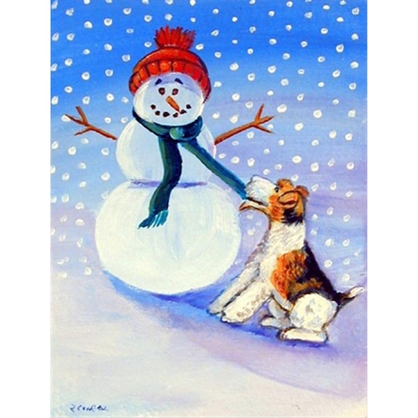 Patioplus 11 x 15 in. Snowman with Fox Terrier Garden Size Flag - PA246552