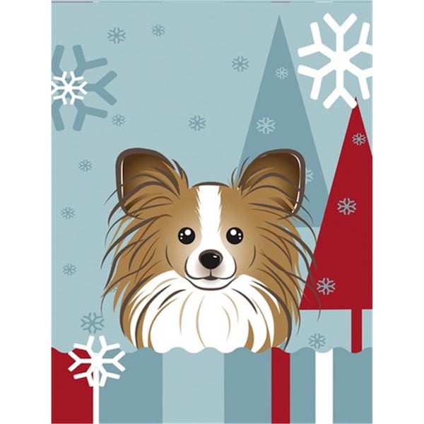 Carolines Treasures Winter Holiday Papillon Flag Canvas House Size - BB1744CHF