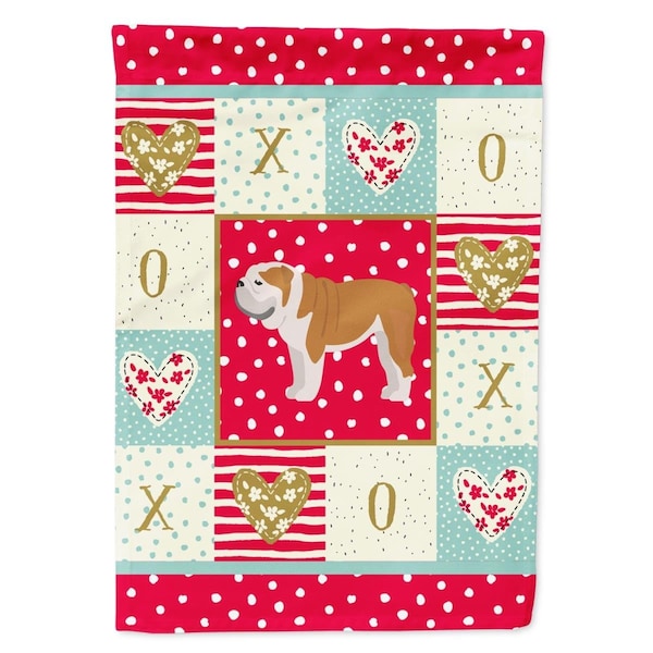 Carolines Treasures 28 x 0.01 x 40 in. English Bulldog No.1 Love Canvas House Flag - CK5830CHF