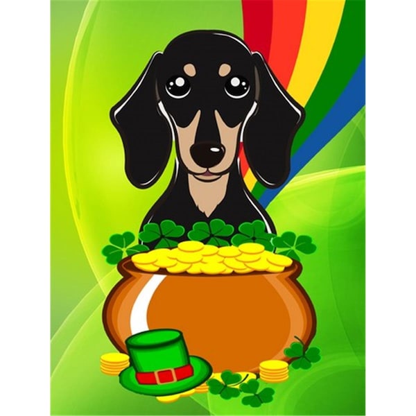 Patioplus Smooth Black and Tan Dachshund St. Patricks Day Flag Garden - PA55784