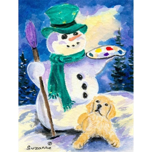 Carolines Treasures 28 x 40 In. Snowman With Golden Retriever Flag Canvas- House Size - SS8994CHF