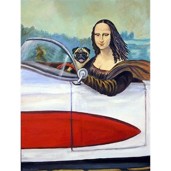 Patioplus 28 x 40 in. Pug And Mona Lisa Flag Canvas House Size - PA729755