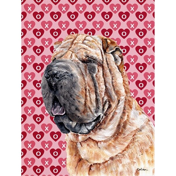 Patioplus Shar Pei Hearts and Love Flag Garden Size - PA631551
