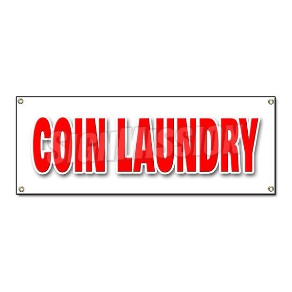 Signmission COIN LAUNDRY BANNER SIGN wash fold washing machines clothes dry cleaning - B-COIN LAUNDRY