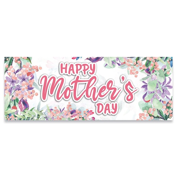 Signmission Happy Mothers Day Banner Concession Stand Food Truck Single Sided - B-30086