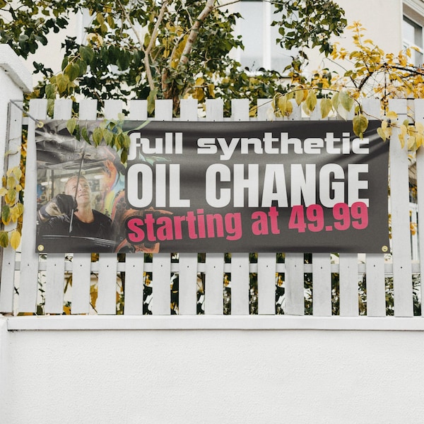 Signmission Full Synthetic Oil Change, 18 Inch x 48 Inch, Vinyl Banner - B-30666