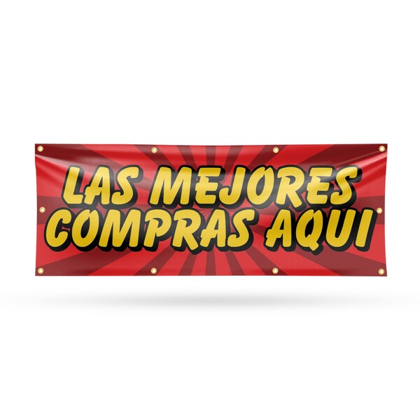 Signmission Las Mejores Compras Aqui, 36 Inch x 96 Inch, Vinyl Banner - B-96-30723