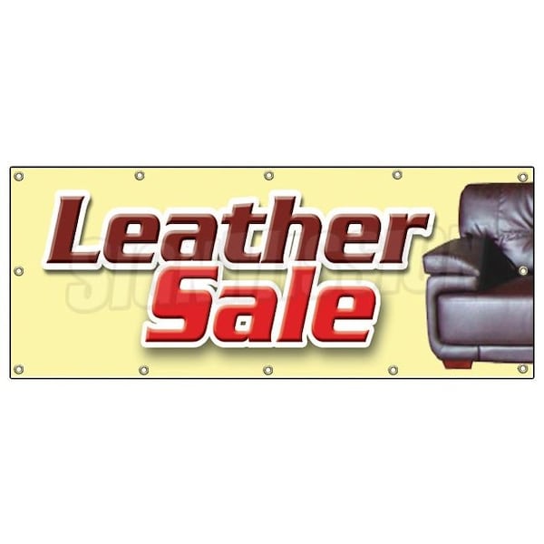 Signmission LEATHER SALE BANNER SIGN sofa couch signs chair recliner - B-120 LEATHER SALE