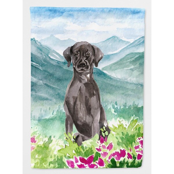 Patioplus Mountian Flowers Black Lab Garden Size Flag - PA2553099