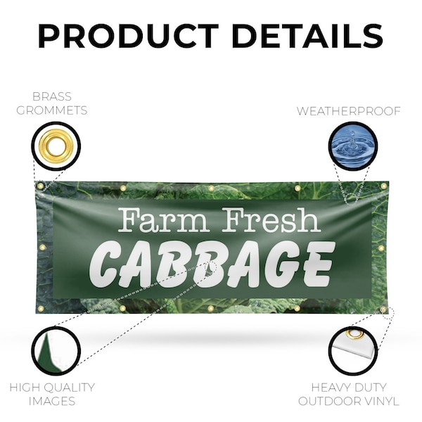 Signmission Farm Fresh Cabbage, 48 Inch x 120 Inch, Vinyl Banner - B-120-30583