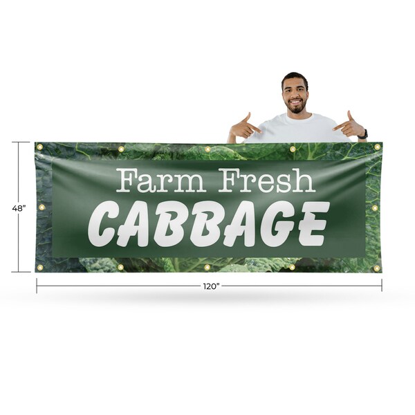 Signmission Farm Fresh Cabbage, 48 Inch x 120 Inch, Vinyl Banner - B-120-30583