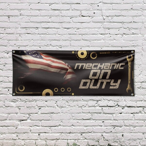 Signmission Mechanic On Duty, 24 Inch x 72 Inch, Vinyl Banner - B-72-30732