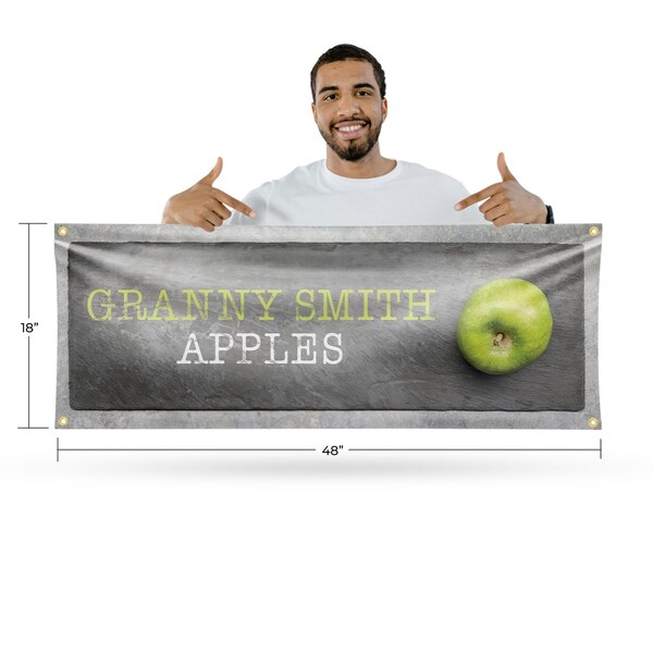 Signmission Granny Smith Apples, 18 Inch x 48 Inch, Vinyl Banner - B-30679