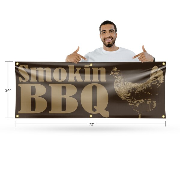 Signmission Smokin BBQ, 24 Inch x 72 Inch, Vinyl Banner - B-72-30862